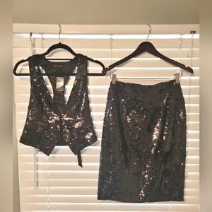 Sequin vest and skirt